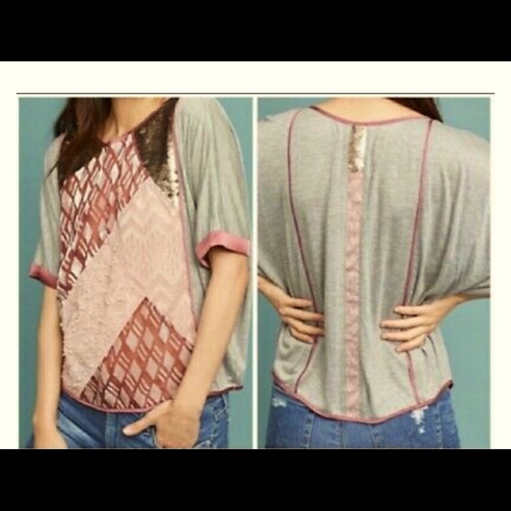 Tiny by Anthropologie grey with sequins top